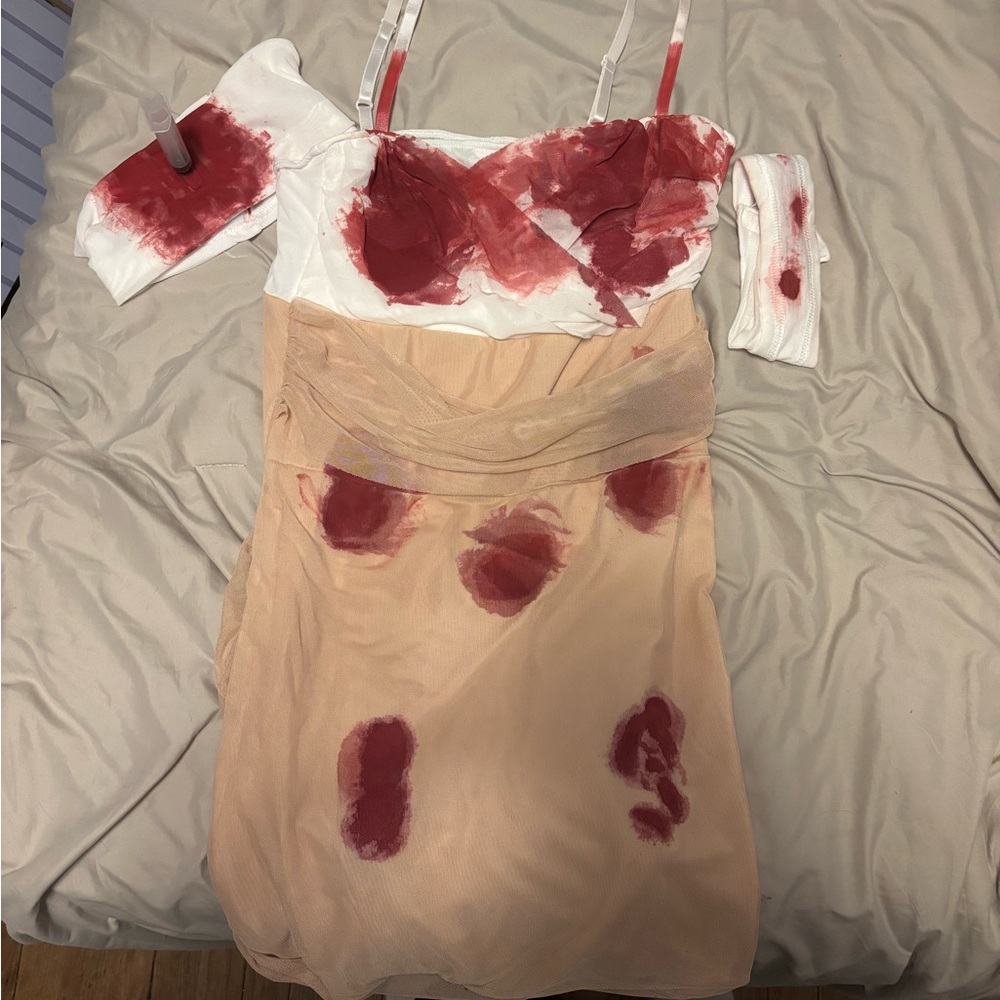 Botched Girl Halloween Costume with Surgeon Gown